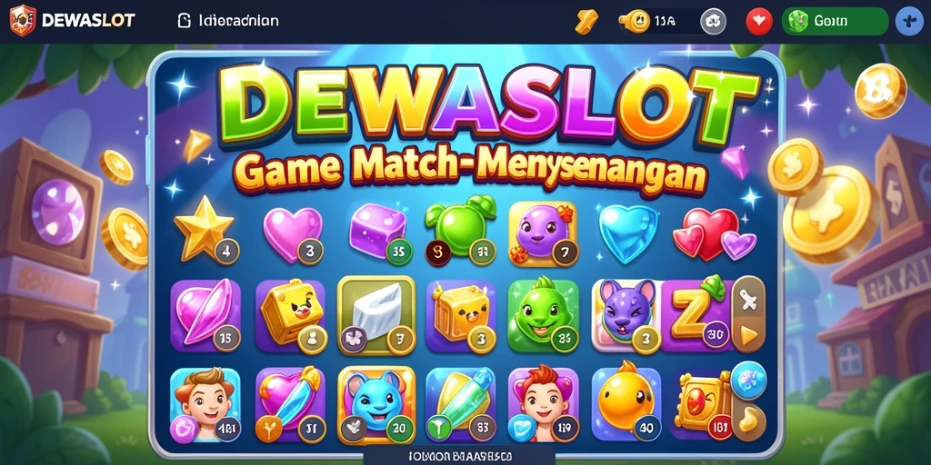 Tangkapan layar gameplay DEWASLOT dengan elemen Match-3 yang menarik.