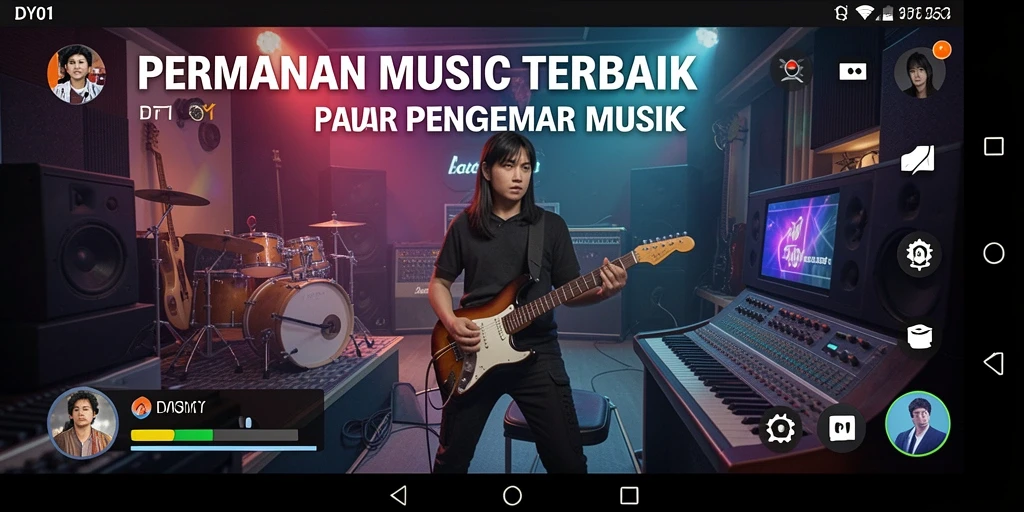 Gameplay DY01 yang menampilkan alat musik interaktif dan pengalaman bermain musik.