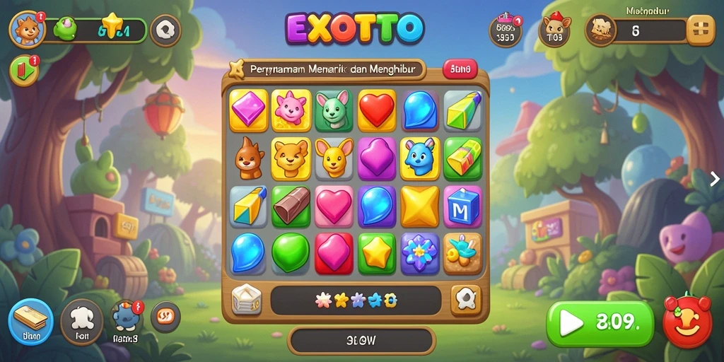 Tampilan gameplay <strong>EXOTOTO</strong> yang seru dan berwarna-warni.