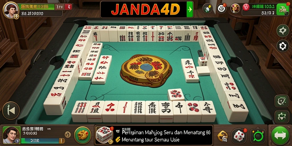 Screenshot JANDA4D menunjukkan gameplay Mahjong yang seru dan interaktif.