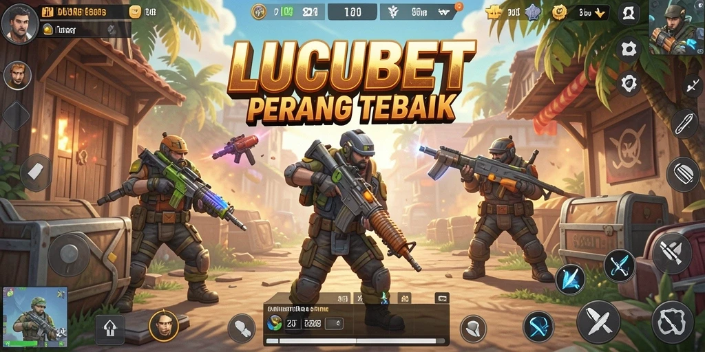Screenshot gameplay LUCUBET menampilkan pertempuran yang intens dalam Battle Royale.