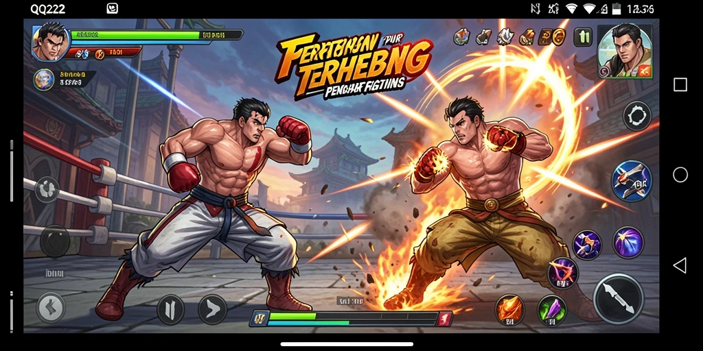 Screenshot gameplay QQ222 menampilkan aksi pertarungan yang mendebarkan.
