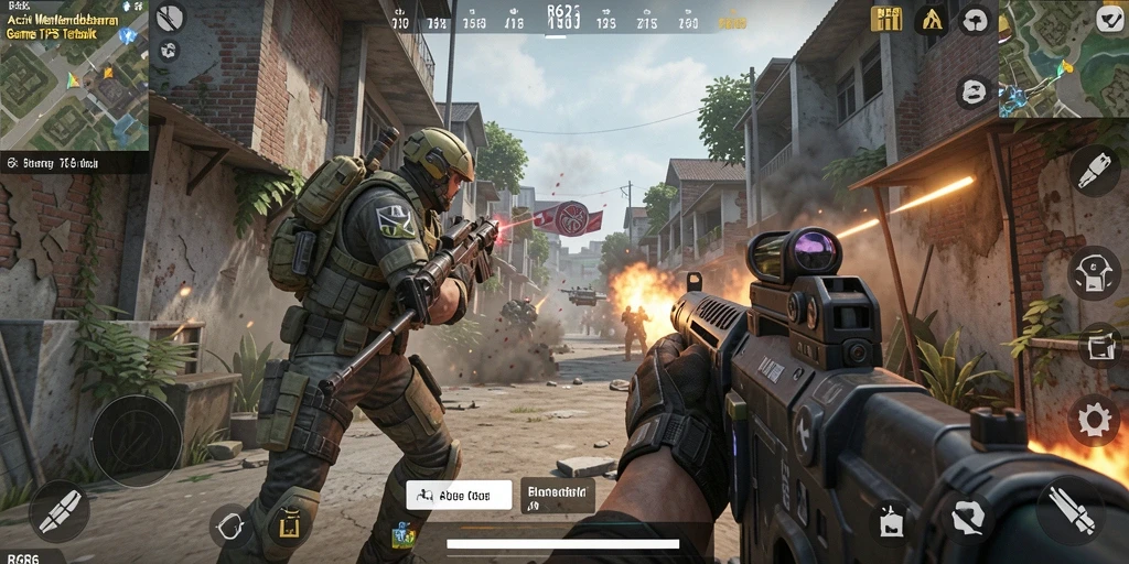 Screenshot menunjukkan aksi tembak-menembak mendebarkan dalam R6R6.