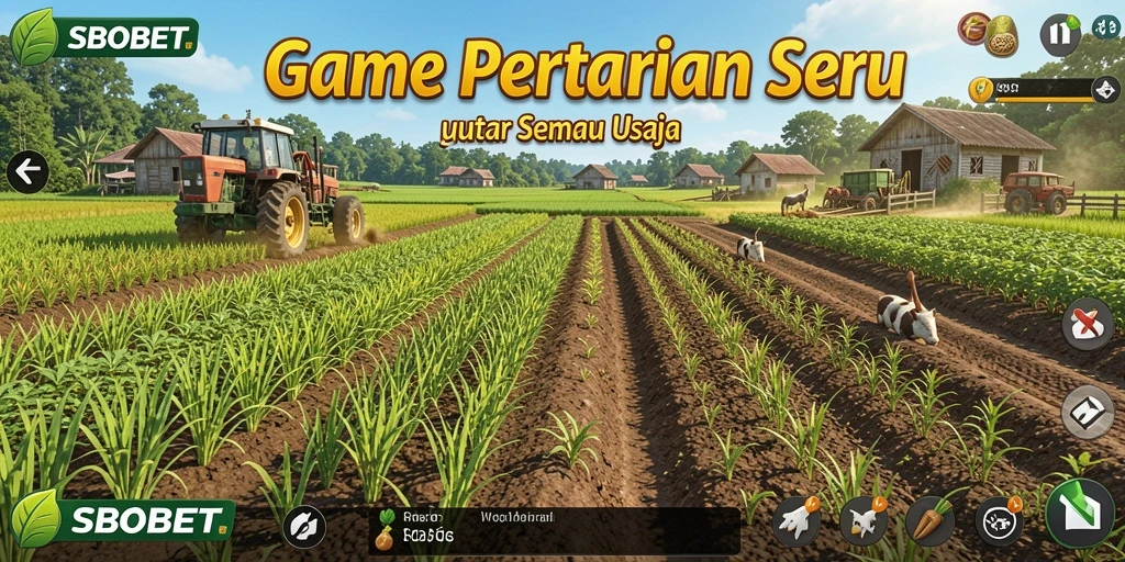 Tangkapan layar SBOBET menampilkan keseruan bertani di ladang virtual.