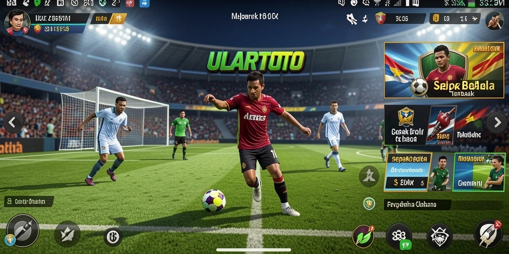 Tampilan gameplay ULARTOTO yang seru dan mendebarkan saat bermain sepak bola.
