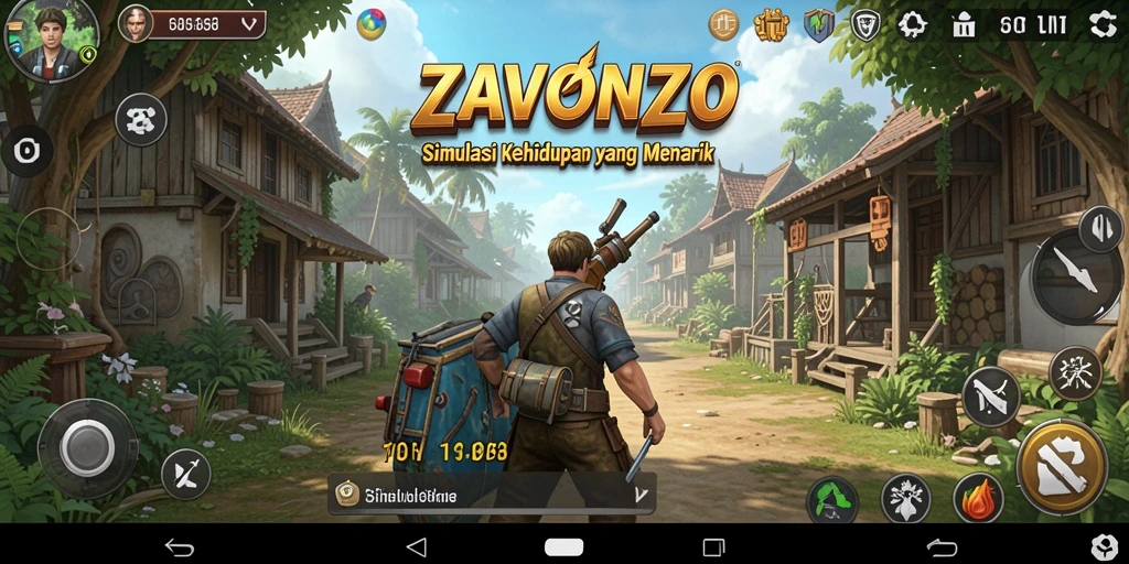 Tampilan gameplay menarik dalam ZAVONZO yang menggambarkan kehidupan virtual.